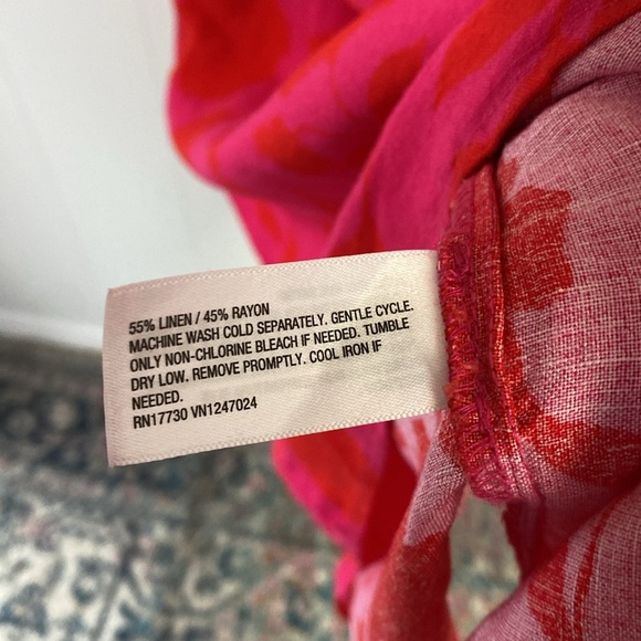 NWT XS Kate Spade New York Target Classic Rose Linen Maxi Dress Pink Red - Picture 8 of 10